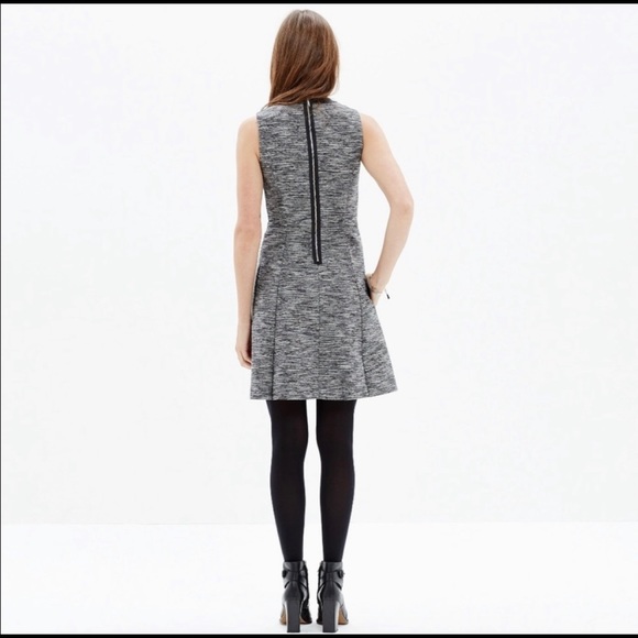 EUC Madewell Tweed Skater Dress With Faux Leather Trim - Picture 3 of 7